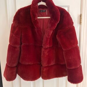 Love Token Red Faux Fur Coat